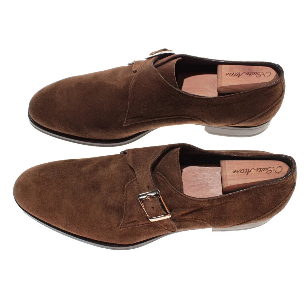 Pastori NWOB Faustus Single Monk Strap Dress Shoes Size 9 in Brown Suede